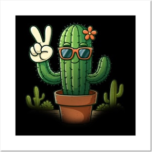 Peaceful Happy Cactus - Plant Posters and Art